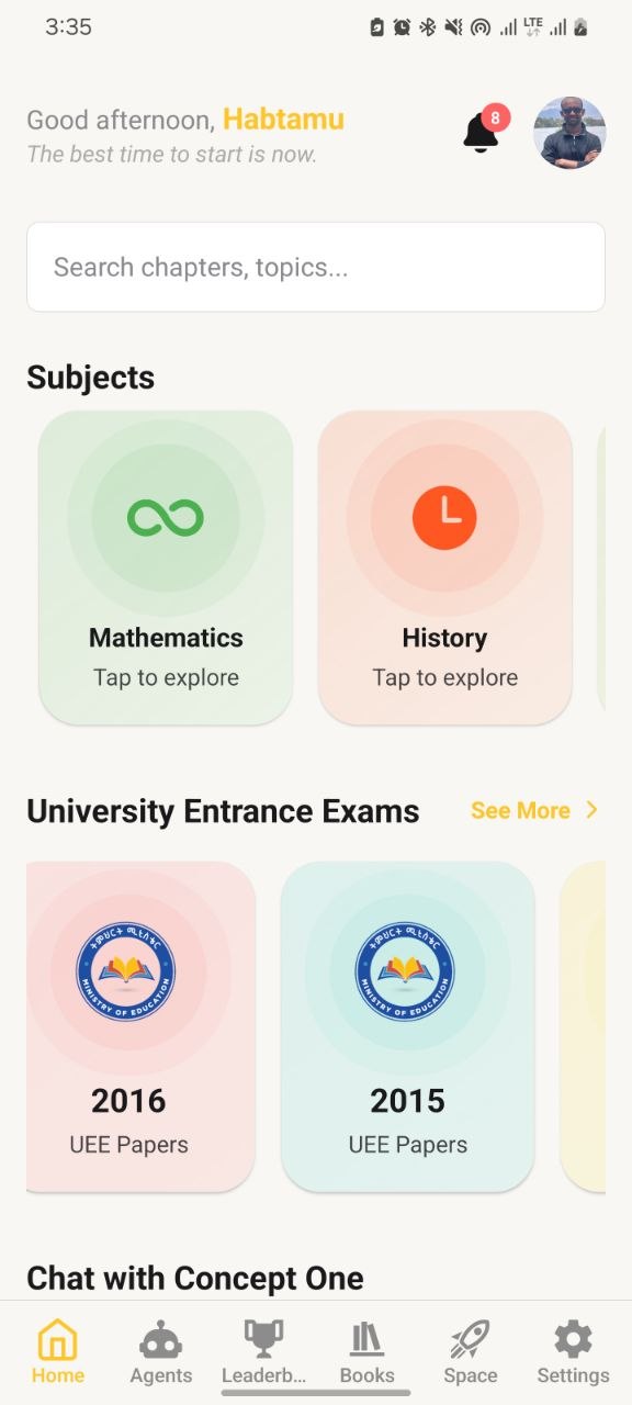 PrepX home screen